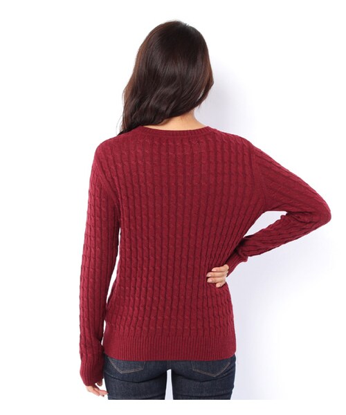mysty woman(ミスティウーマン)の「カシミヤ混ケーブルニットプルオーバー(トップス・レディース・オフホワイト/トップグレー/ボルドー/ネイビー)」の5枚目の写真