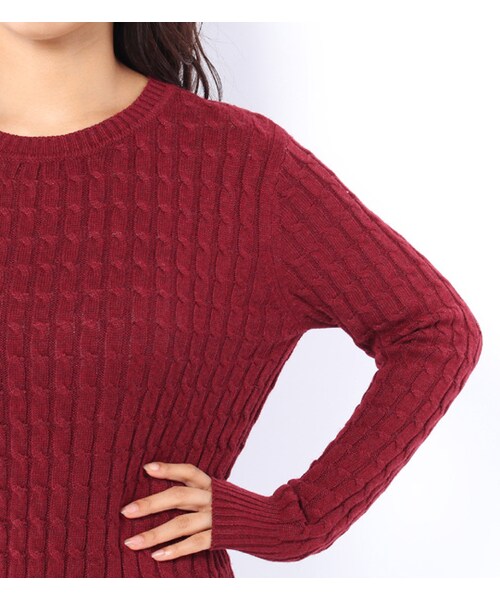 mysty woman(ミスティウーマン)の「カシミヤ混ケーブルニットプルオーバー(トップス・レディース・オフホワイト/トップグレー/ボルドー/ネイビー)」の9枚目の写真