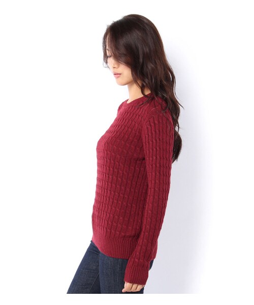 mysty woman(ミスティウーマン)の「カシミヤ混ケーブルニットプルオーバー(トップス・レディース・オフホワイト/トップグレー/ボルドー/ネイビー)」の6枚目の写真