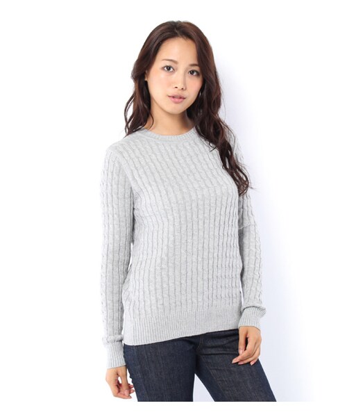 mysty woman(ミスティウーマン)の「カシミヤ混ケーブルニットプルオーバー(トップス・レディース・オフホワイト/トップグレー/ボルドー/ネイビー)」の2枚目の写真
