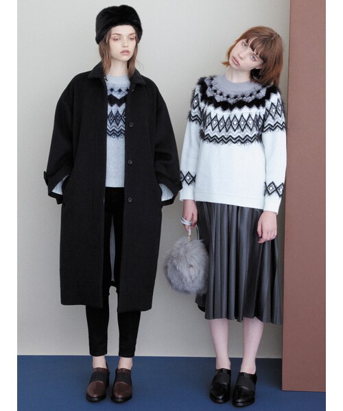 MURUA（ムルーア）の「【FEMININE】モッサウールステンカラーコート（ジャケット/アウター・レディース・ダークグレー/ブラック/レッド/キャメル）」の6枚目の写真