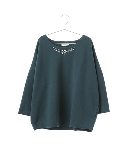 earth music&ecology(アースミュージックアンドエコロジー)の「衿ビジュープルオーバー(トップス・アイボリー/杢グレー/ネイビー/ダークグリーン・F)」の3枚目の写真