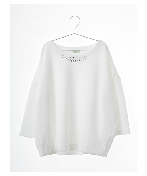 earth music&ecology(アースミュージックアンドエコロジー)の「衿ビジュープルオーバー(トップス・アイボリー/杢グレー/ネイビー/ダークグリーン・F)」の1枚目の写真