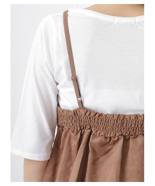 E hyphen world gallery（イーハイフンワールドギャラリー）の「・スウェードキャミセットTシャツ（トップス・ブラック/キャメル・F）」の7枚目の写真