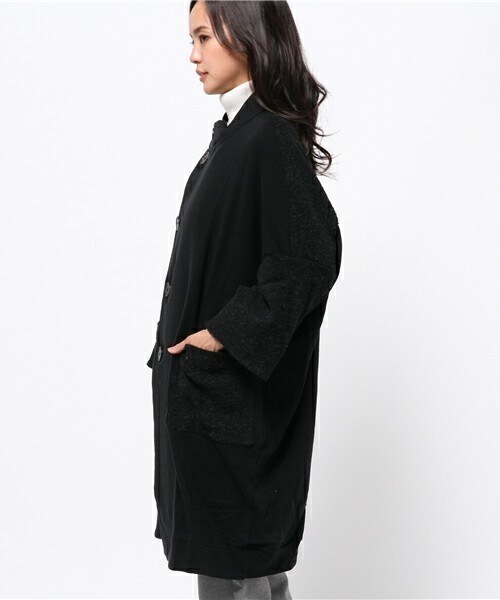 gomme(ゴム)の「スタンドカラーコート(その他アウター・レディース・チャコールグレー/ネイビー・MEDIUM)」の3枚目の写真