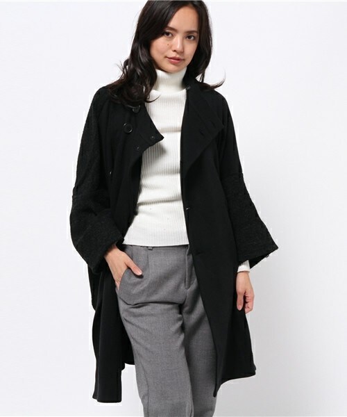 gomme(ゴム)の「スタンドカラーコート(その他アウター・レディース・チャコールグレー/ネイビー・MEDIUM)」の6枚目の写真