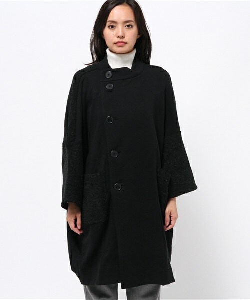 gomme(ゴム)の「スタンドカラーコート(その他アウター・レディース・チャコールグレー/ネイビー・MEDIUM)」の2枚目の写真