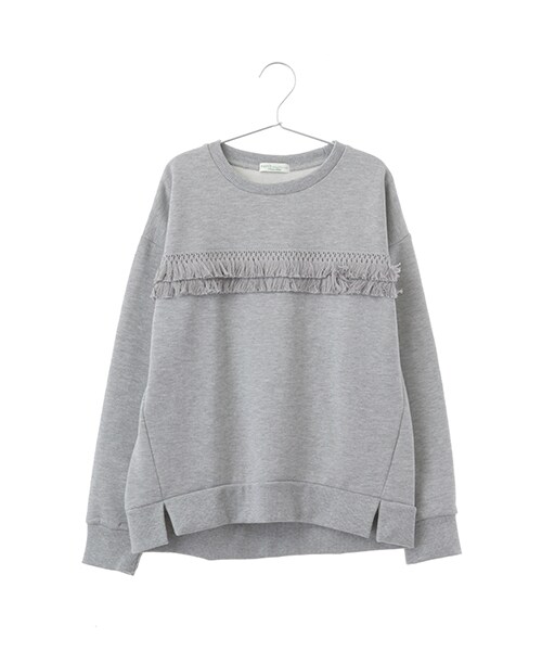 earth music&ecology（アースミュージックアンドエコロジー）の「フリンジスウェットプルオーバー（トップス・杢ホワイト/杢ライトグレー/ネイビー・F）」の2枚目の写真