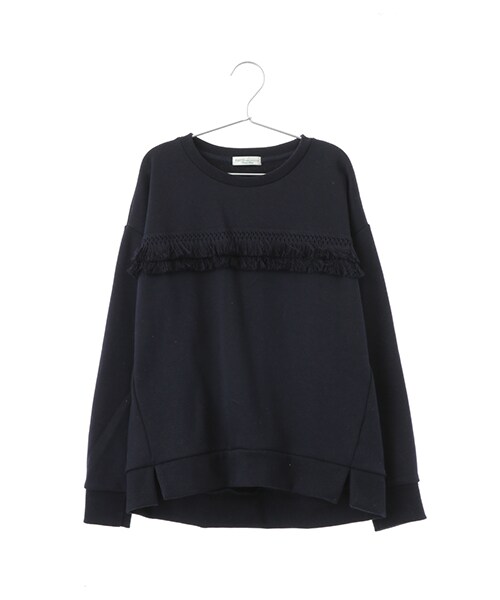 earth music&ecology（アースミュージックアンドエコロジー）の「フリンジスウェットプルオーバー（トップス・杢ホワイト/杢ライトグレー/ネイビー・F）」の3枚目の写真