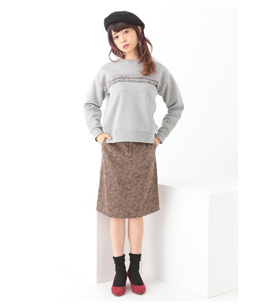 earth music&ecology（アースミュージックアンドエコロジー）の「フリンジスウェットプルオーバー（トップス・杢ホワイト/杢ライトグレー/ネイビー・F）」の12枚目の写真