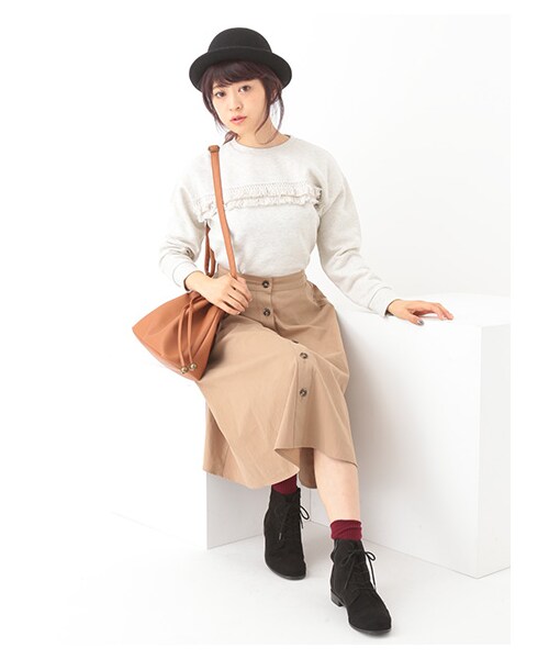 earth music&ecology（アースミュージックアンドエコロジー）の「フリンジスウェットプルオーバー（トップス・杢ホワイト/杢ライトグレー/ネイビー・F）」の13枚目の写真