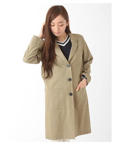 E hyphen world gallery（イーハイフンワールドギャラリー）の「ツイルショップコート（ジャケット/アウター・ブラック/ベージュ/カーキ）」の4枚目の写真