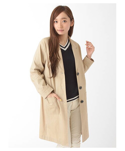 E hyphen world gallery（イーハイフンワールドギャラリー）の「ツイルショップコート（ジャケット/アウター・ブラック/ベージュ/カーキ）」の2枚目の写真