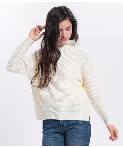 VIS(ビス)の「畦編みボトルネックプルオーバー(トップス・レディース・ブラック/グレー/ホワイト/キャメル・F)」の1枚目の写真