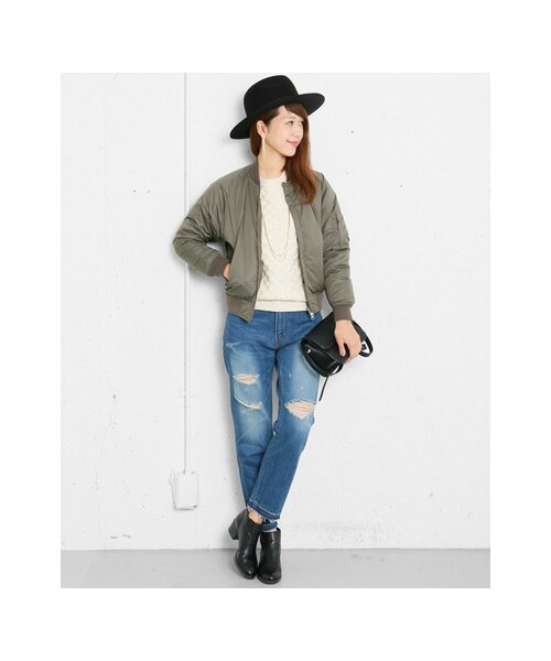 URBAN RESEARCH DOORS（アーバンリサーチドアーズ）の「MA-1ダウンコンパクトブルゾン（ジャケット/アウター・レディース・KHAKI/BLACK・one）」の7枚目の写真