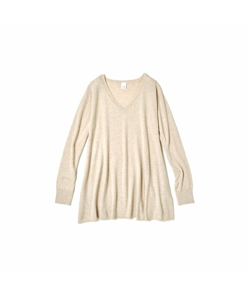 Iedit イディット の ララ ステラ チクチクしないラメ混素材を使った 全方位美人に魅せる ａラインニットプルオーバー ベージュ ニット セーター Wear