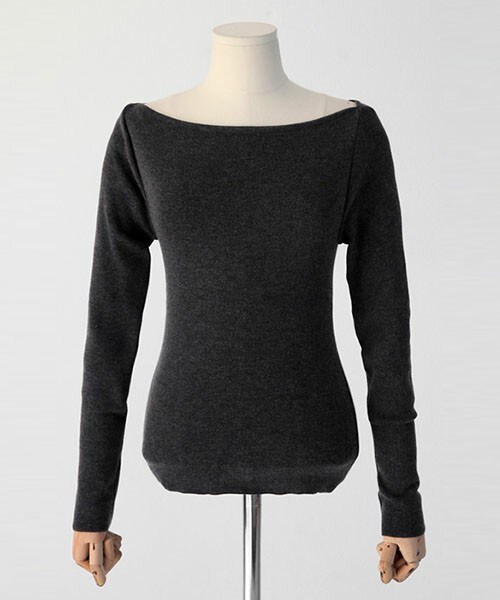 DHOLIC（ディーホリック）の「ボートネックニットプルオーバー（Tシャツ/カットソー・レディース・アイボリー/アイボリートーン/グレー/ブラック/ブラックグレー/ブラックトーン/ライトベージュ・FREE）」の6枚目の写真