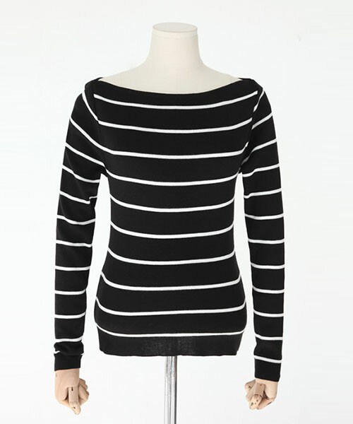 DHOLIC（ディーホリック）の「ボートネックニットプルオーバー（Tシャツ/カットソー・レディース・アイボリー/アイボリートーン/グレー/ブラック/ブラックグレー/ブラックトーン/ライトベージュ・FREE）」の4枚目の写真