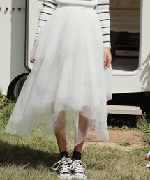 DHOLIC | チュール重ねホワイトミディスカート(スカート)