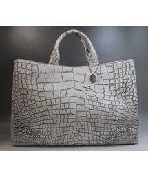 極美品✨クロコ2wayショルダーバッグ　目地染め　バニラ染め　グレージュ　保存袋 極美品✨クロコ2wayショルダーバッグ 目地染め バニラ染め