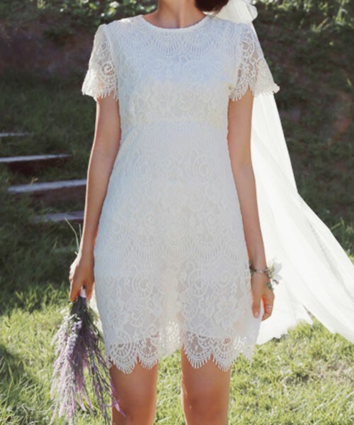 DHOLIC（ディーホリック）の「フラワーモチーフレースヘムワンピース（ドレス・レディース・アイボリー/ネイビー/ホワイトアイボリー・FREE）」の2枚目の写真