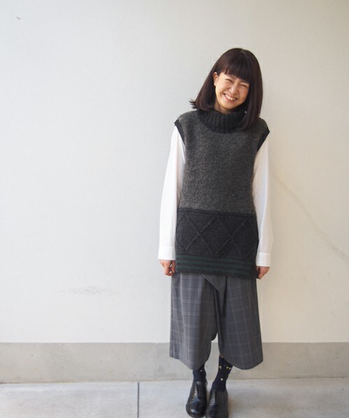 FRAPBOIS（フラボア）の「トロチェック（その他パンツ・レディース・ベージュ/チャコール・0/1）」の2枚目の写真