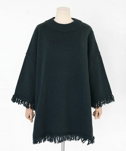 DHOLIC（ディーホリック）の「フリンジポイントルーズフィットニットワンピース（ワンピース・レディース・カーキ/グレー/ダークグリーン/ピンクベージュ/ブラウン・FREE）」の4枚目の写真