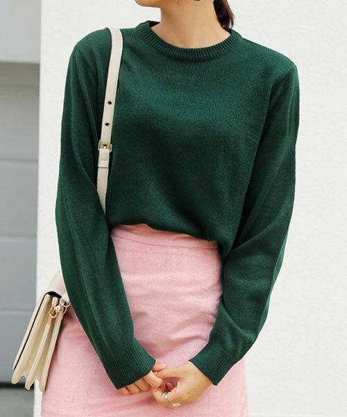 DHOLIC（ディーホリック）の「クルーネックオーバーフィットニットトップス（ニット/セーター・レディース・アイボリー/グリーン/グレー/ダークレッド/ネイビー/ピンク/ピンクベージュ/ブラック/ブラックグレー/ブルー・M/L）」の6枚目の写真