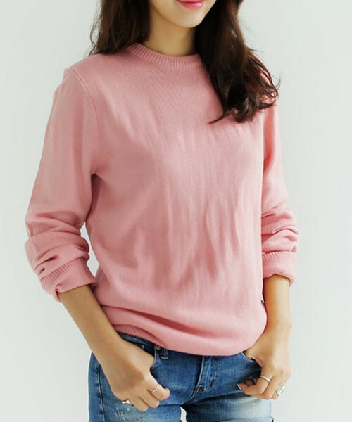 DHOLIC（ディーホリック）の「クルーネックオーバーフィットニットトップス（ニット/セーター・レディース・アイボリー/グリーン/グレー/ダークレッド/ネイビー/ピンク/ピンクベージュ/ブラック/ブラックグレー/ブルー・M/L）」の9枚目の写真