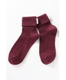 tutuanna | 3連パールモチーフ付き三つ折りリブソックス(レッグウェア)