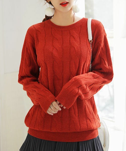 DHOLIC（ディーホリック）の「10colorツイストケーブルニット（ニット/セーター・レディース・アイボリー/オレンジ/グリーン/ディープスカイブルー/ネイビー/ブラックグレー/ブルー/ブルーグレー/ベージュ/マスタード・M/L）」の10枚目の写真