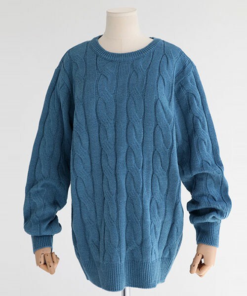 DHOLIC（ディーホリック）の「10colorツイストケーブルニット（ニット/セーター・レディース・アイボリー/オレンジ/グリーン/ディープスカイブルー/ネイビー/ブラックグレー/ブルー/ブルーグレー/ベージュ/マスタード・M/L）」の6枚目の写真