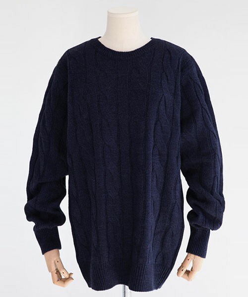 DHOLIC（ディーホリック）の「10colorツイストケーブルニット（ニット/セーター・レディース・アイボリー/オレンジ/グリーン/ディープスカイブルー/ネイビー/ブラックグレー/ブルー/ブルーグレー/ベージュ/マスタード・M/L）」の7枚目の写真