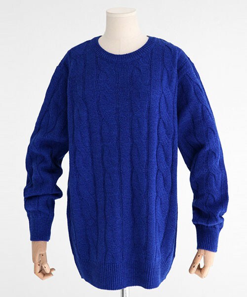 DHOLIC（ディーホリック）の「10colorツイストケーブルニット（ニット/セーター・レディース・アイボリー/オレンジ/グリーン/ディープスカイブルー/ネイビー/ブラックグレー/ブルー/ブルーグレー/ベージュ/マスタード・M/L）」の8枚目の写真