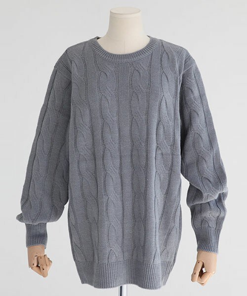 DHOLIC（ディーホリック）の「10colorツイストケーブルニット（ニット/セーター・レディース・アイボリー/オレンジ/グリーン/ディープスカイブルー/ネイビー/ブラックグレー/ブルー/ブルーグレー/ベージュ/マスタード・M/L）」の3枚目の写真