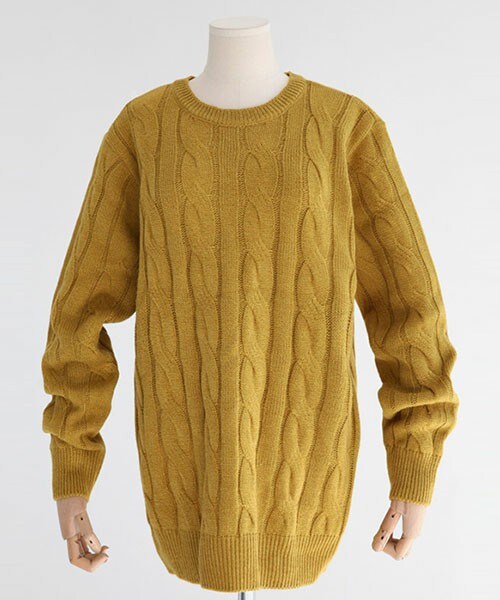 DHOLIC（ディーホリック）の「10colorツイストケーブルニット（ニット/セーター・レディース・アイボリー/オレンジ/グリーン/ディープスカイブルー/ネイビー/ブラックグレー/ブルー/ブルーグレー/ベージュ/マスタード・M/L）」の9枚目の写真