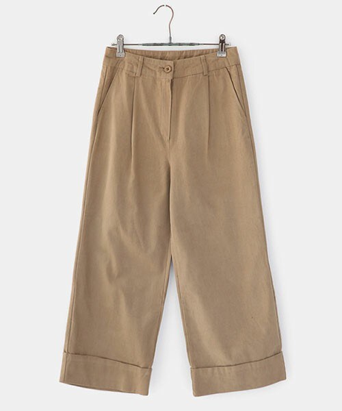 DHOLIC(ディーホリック)の「渋カラーロールアップワイドコットンパンツ(その他パンツ・レディース・ダークベージュ/ブラック/レッドブラウン・S/M)」の1枚目の写真