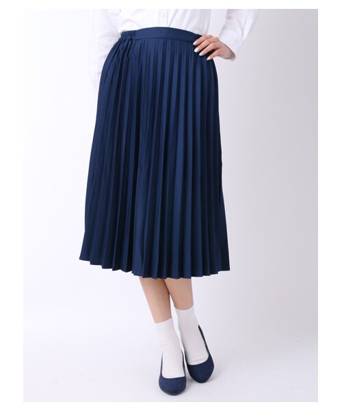 earth music&ecology（アースミュージックアンドエコロジー）の「【スキスカ！】プリーツ ミモレ（スカート・杢ライトグレー/ボルドー/キャメル/ネイビー/ダークブル・F）」の3枚目の写真