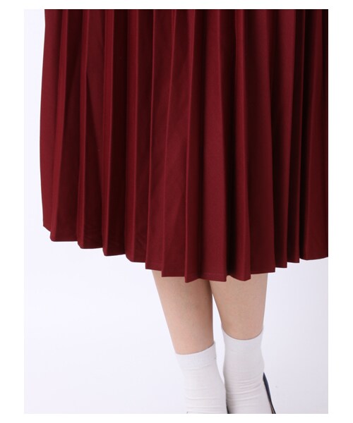 earth music&ecology（アースミュージックアンドエコロジー）の「【スキスカ！】プリーツ ミモレ（スカート・杢ライトグレー/ボルドー/キャメル/ネイビー/ダークブル・F）」の11枚目の写真