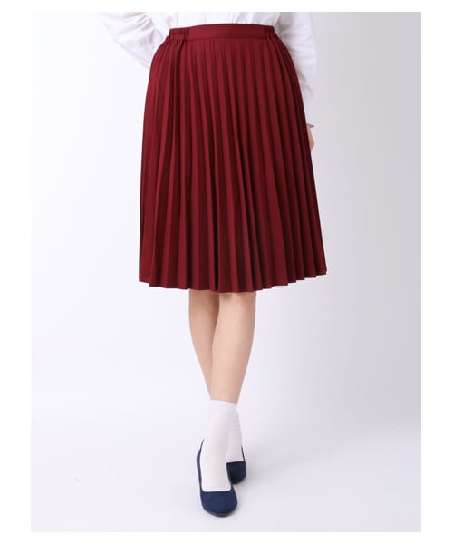 earth music&ecology（アースミュージックアンドエコロジー）の「【スキスカ！】プリーツ ミディ（スカート・杢ライトグレー/ボルドー/キャメル/ネイビー/ダークブル・F）」の4枚目の写真