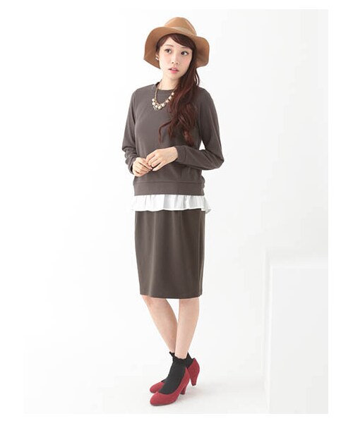 earth music&ecology（アースミュージックアンドエコロジー）の「＜WEB限定大きな・小さなサイズ＞タイトスカート（スカート・杢グレー/ブラック/ボルドー/カーキ/ダークグリーン・XS/L）」の12枚目の写真