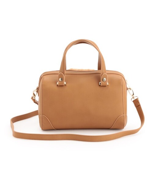 ADAM ET ROPE'（アダムエロペ）の「ファーコンビボストンバッグ（バッグ・レディース・ブラック/キャメル系・M）」の5枚目の写真