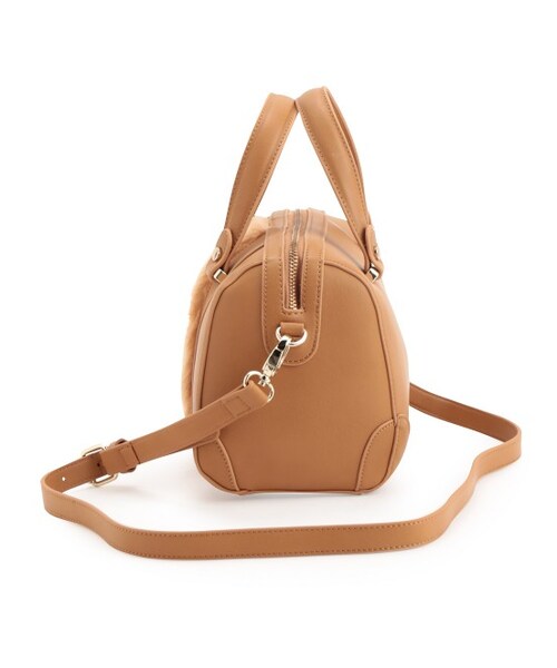 ADAM ET ROPE'（アダムエロペ）の「ファーコンビボストンバッグ（バッグ・レディース・ブラック/キャメル系・M）」の4枚目の写真