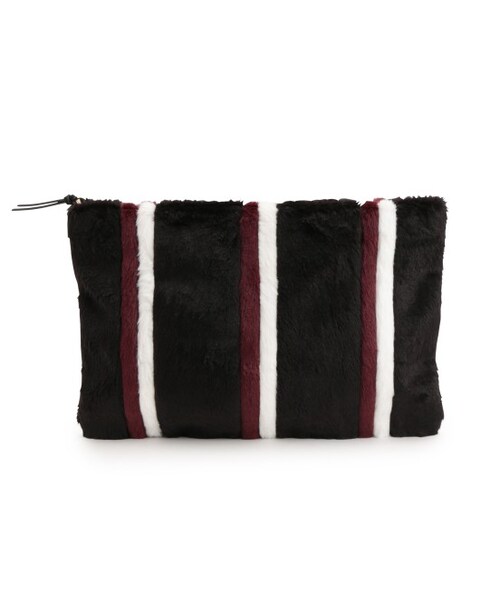 ROPE' PICNIC PASSAGE(ロペピクニックパサージュ)の「レジメンタルストライプファークラッチバッグ(バッグ・レディース・ブラック/オフホワイト・F)」の2枚目の写真