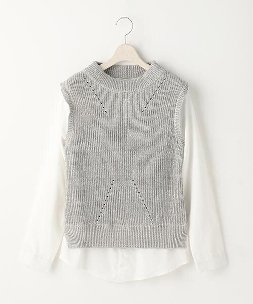 RAY CASSIN（レイカズン）の「シャツドッキングニットベスト（トップス・レディース・ブラック/キャメル/杢グレー・FREE）」の2枚目の写真