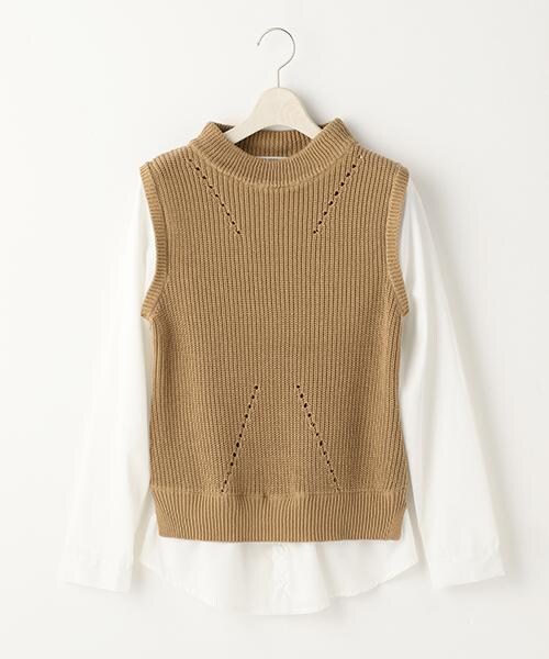 RAY CASSIN（レイカズン）の「シャツドッキングニットベスト（トップス・レディース・ブラック/キャメル/杢グレー・FREE）」の3枚目の写真