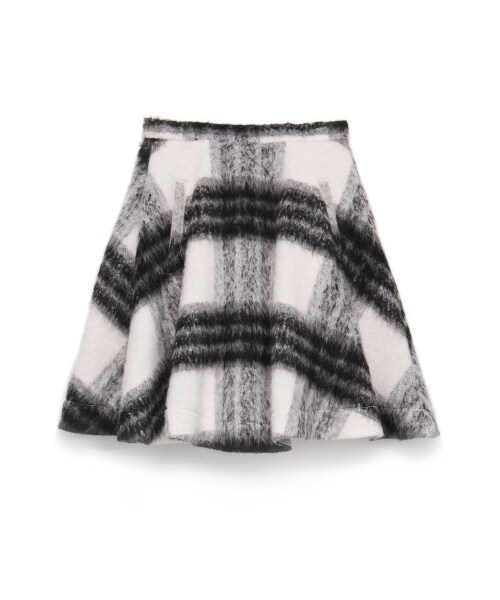 SNIDEL（スナイデル）の「シャギーチェックスカート（フレアスカート・レディース・CMLxBLK/ORGxNVY/WHTxBLK・0/1）」の3枚目の写真