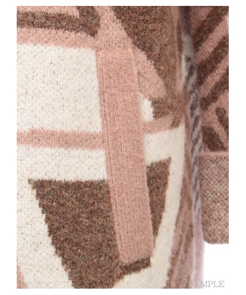 LILY BROWN（リリーブラウン）の「ニットジャガードガウン（ニットアウター・レディース・BLK/BEG/CML・F）」の8枚目の写真