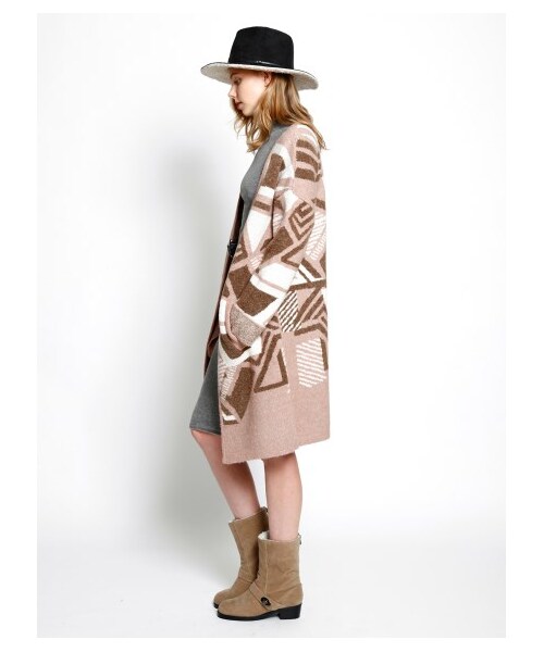 LILY BROWN（リリーブラウン）の「ニットジャガードガウン（ニットアウター・レディース・BLK/BEG/CML・F）」の13枚目の写真