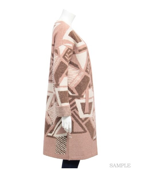 LILY BROWN（リリーブラウン）の「ニットジャガードガウン（ニットアウター・レディース・BLK/BEG/CML・F）」の6枚目の写真